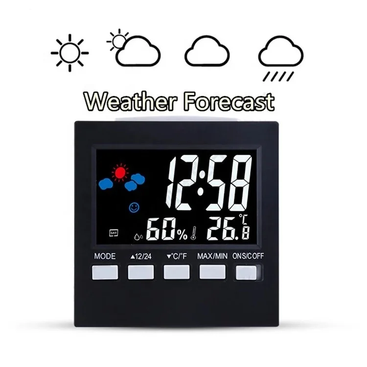 Weather station Digital Alarm clock Temperature Humidity Meter hygrometer Backlight Portable Travel Weather Channel desk Clock