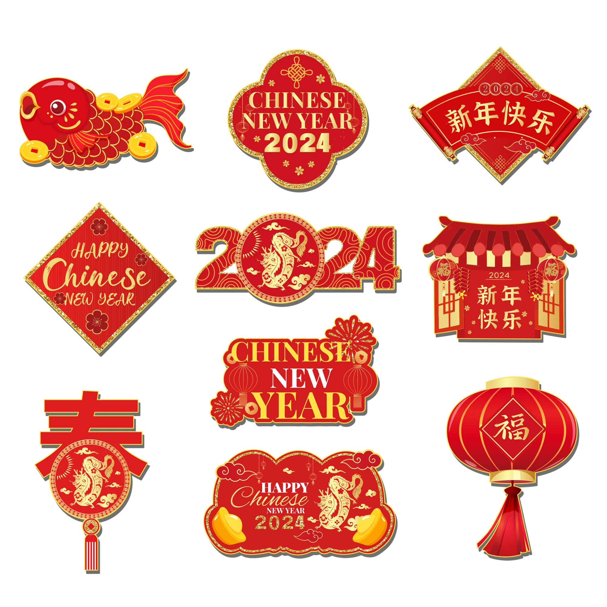 TT033 Chinese New Year Indoor Outdoor Sign Door Banner for 2024 Dragon Year Spring Festival Party