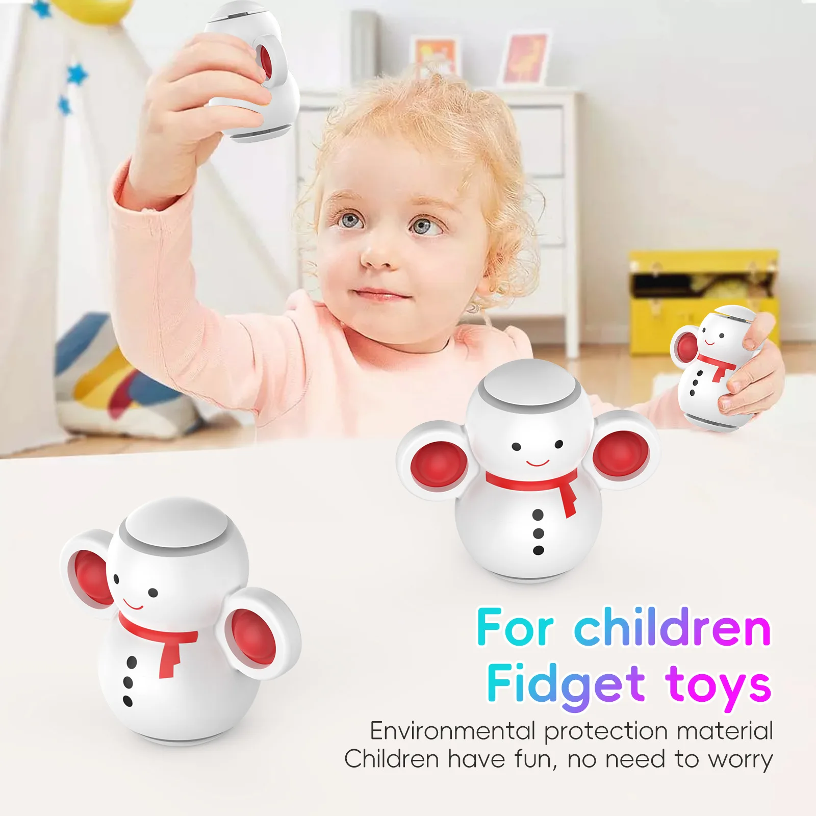 2023 Newest Pop Fidgety Bubble Rotate Snowman Fidget Toy Stress Relief Anxiety Toys Pop It Push Bubble Poppe Popit Fidget Toy