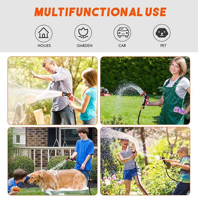 Durable 3 Layers 100FT Flexible Water Pipe Garden Expandable Hose With Brass Fittings