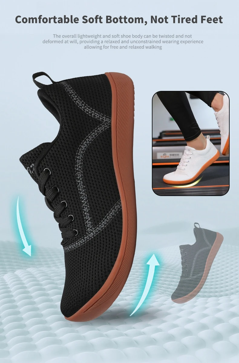 Yoris  Black Wide Toe Box Magic Closure Barefoot Fitness Gym Yoga Trainer Trail Running Shoes For Men
