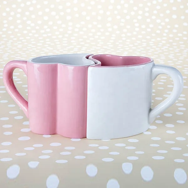 Heart shape ceramic pink couple mug,heart love ROMANTIC valentines day 2pcs set CERAMIC COFFEE TEA MUGS