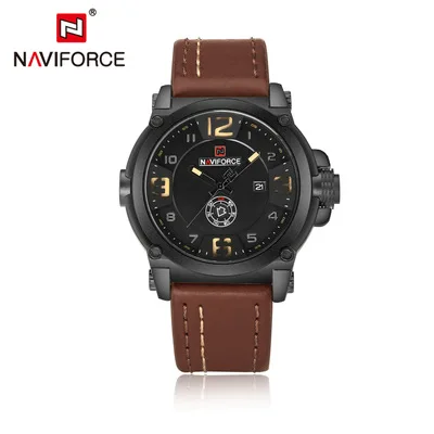 Naviforce Watch 9099 High Quality Leather Waterproof Watches Men Wrist Casual Business Quartz Wristwatches Relogio Masculino