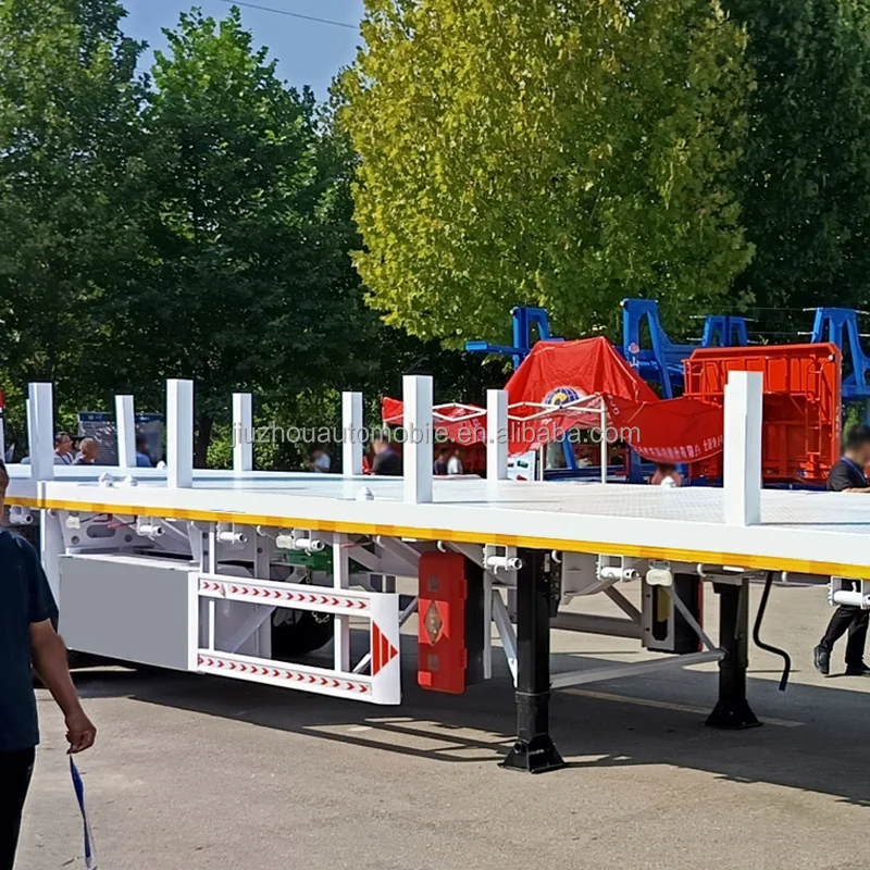 Direct Sale 40ft-45ft Flatbed Container Factory-priced 3 Axles Semi-trailer For Sale 40ton 60ton Capacity