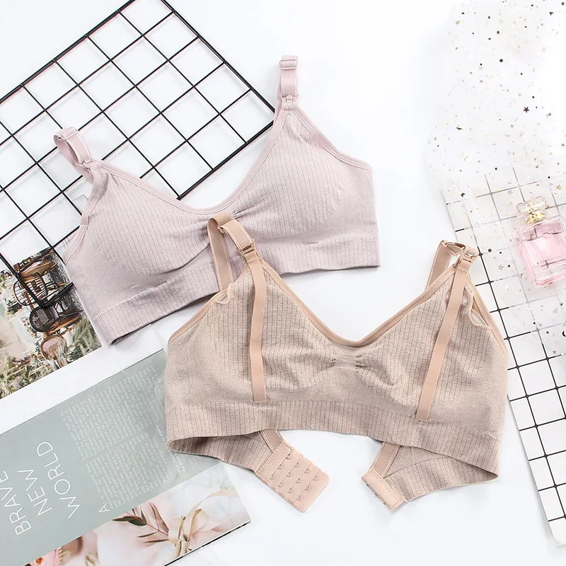 Postpartum Pregnant Mommy Front Opening Buckle Large Size Nursing Bra Seamless Breastfeeding Bra