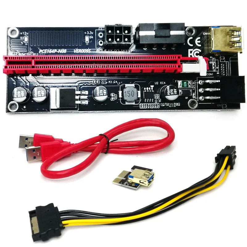 009s riser PCI Express адаптер с двойным 6 контактный molex 4 pin sata 15 разъем питания интерфейсов Золотой USB 3 0 слот конденсаторы