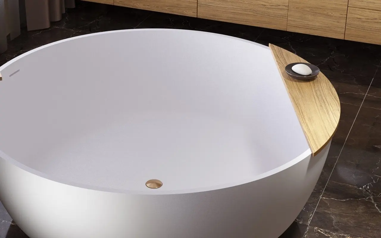 Modern Round Japanese High Acrylic Freestanding Round Tub Soaking White Deeply Small Bathtub With Seat