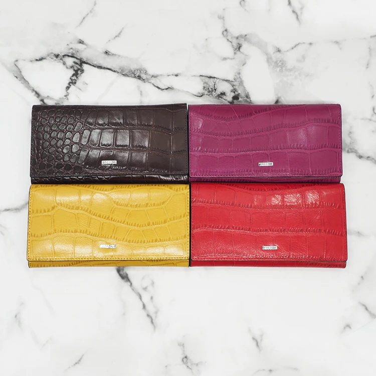 custom stone patent PU leather long wallet women purse clutch bag for ladies