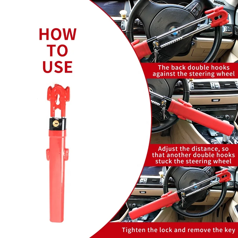 Steering wheel lock with two tube structure computer keys more safe