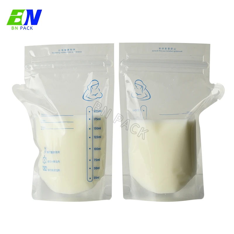 Custom Printing Breast Milk Storage Bag Bpa Free Pre-sterilizing Stand Design Reusable Milk Plastic Storage Bag