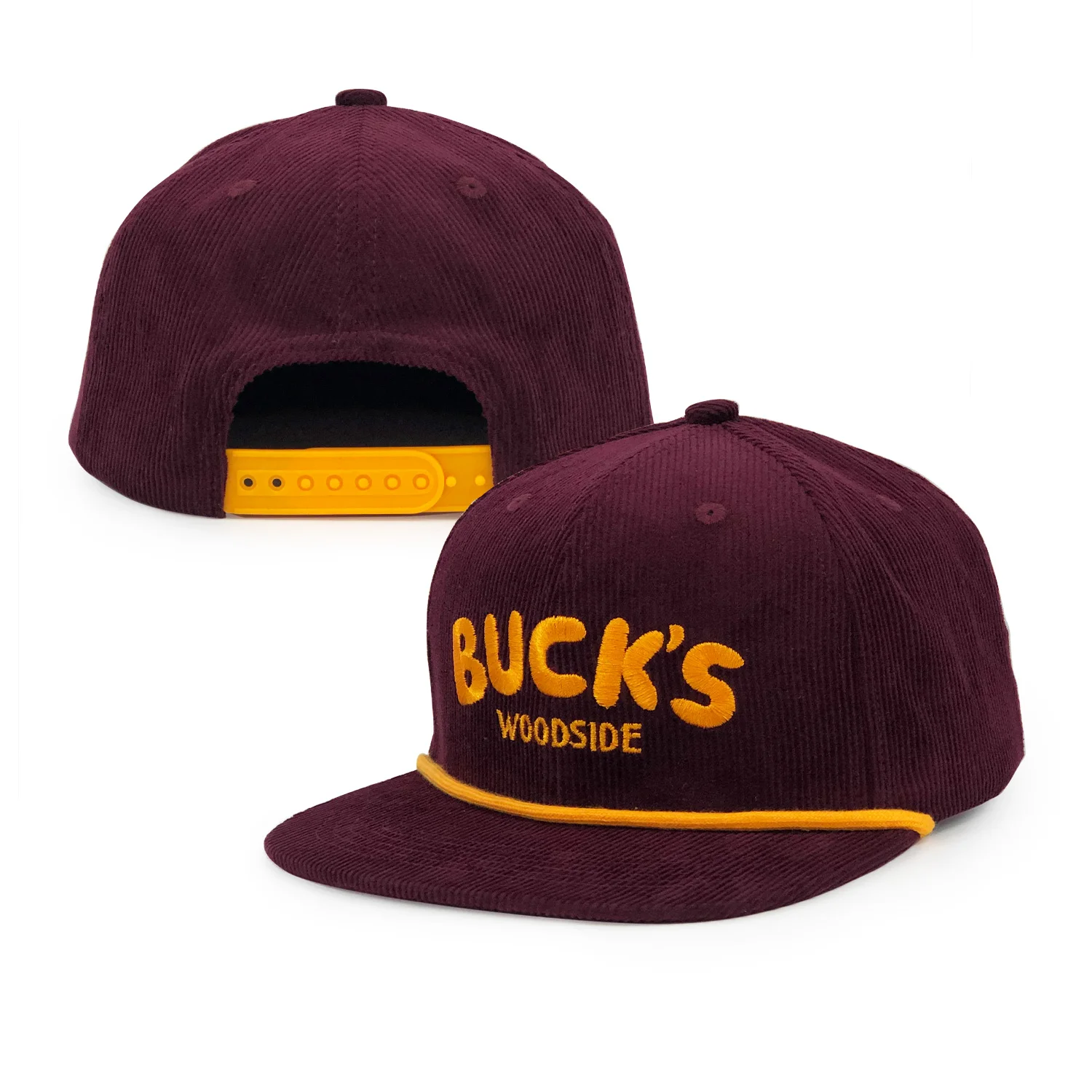Wholesale Unisex Sports Sun Protection Embroidered Vintage Corduroy Fitted Snapback cap Hat With The String On The Front