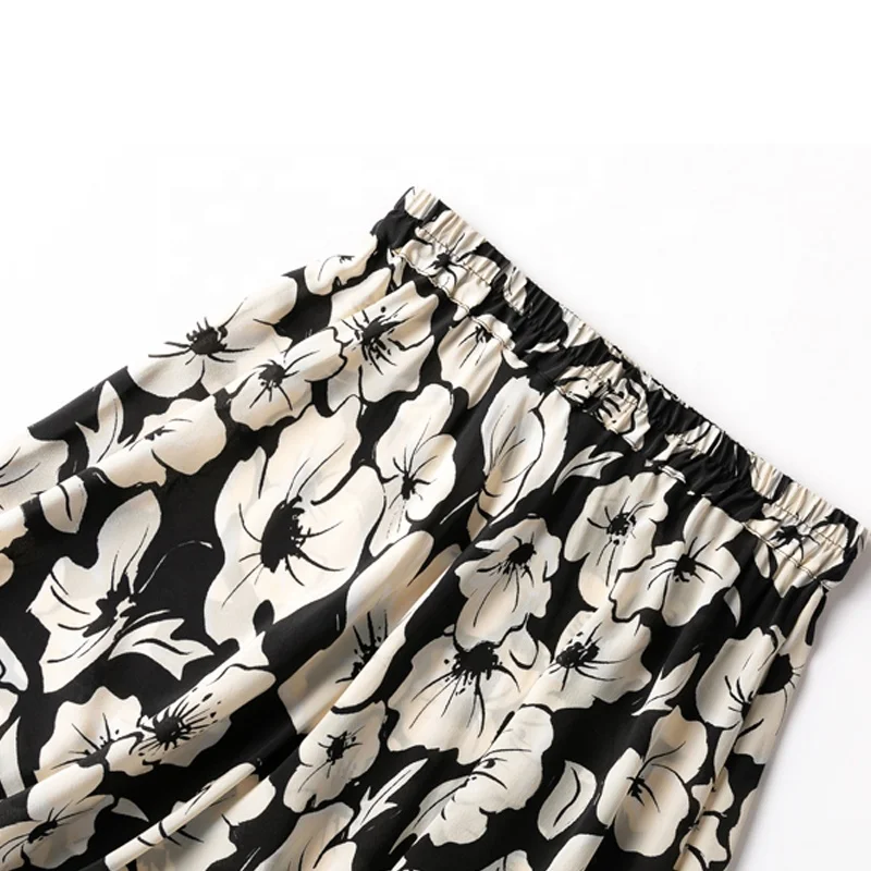Wholesale 100% Pure Silk Skirts Women Printing Two Layer Loose Big Bottom Chic Clothes 2023 New Summer D34010C