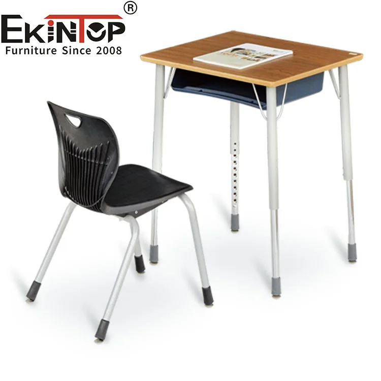 Ekintop 2024 New Design School Furniture Student Study Desk and Chair Height Adjustable Single Desk and Chair