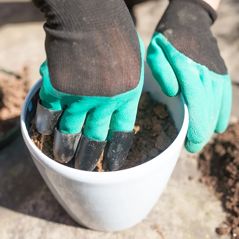 Wholesale High Quality  Guantes Planting Working Fingertips Waterproof Latex Safety Foam Garden Gloves With Claws