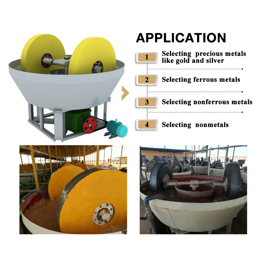 China Lowest Price Silver Copper Zinc Iron Lead Ore Dressing Small Gold Mill Plant Wet Pan Mill For Sale