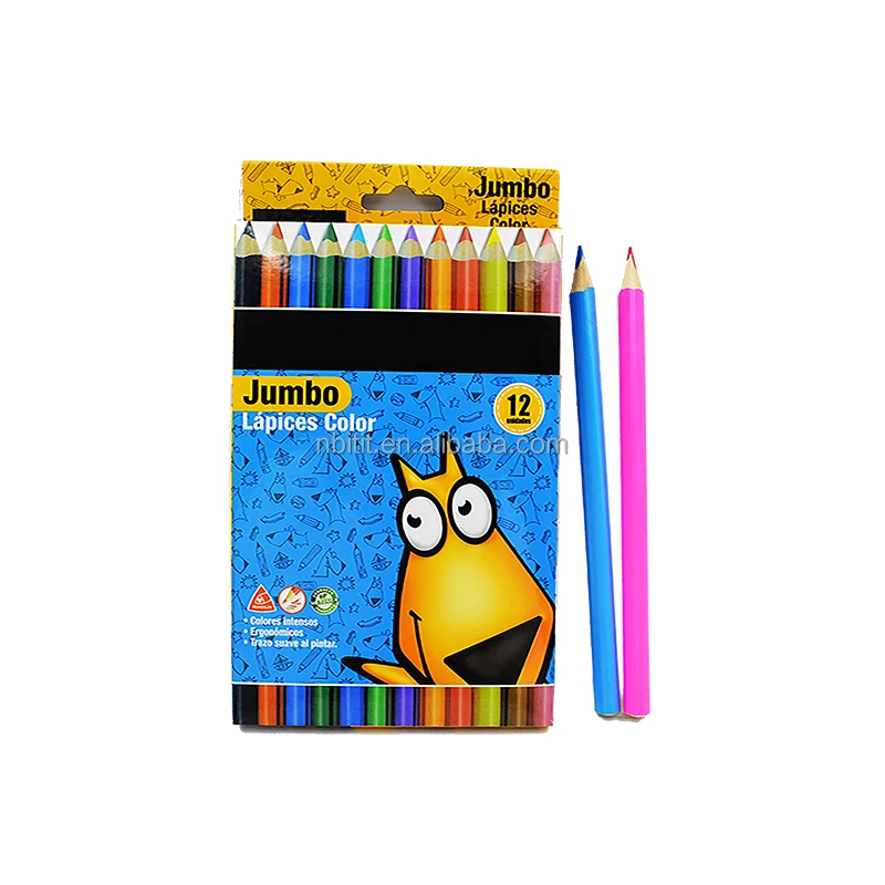 Draw art kit 12 colors wood color pencil set jumbo colored pencil for kids gift
