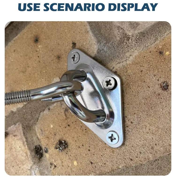 316 304 Stainless Steel Marine Yacht Oblong Oval Pad Eye Plate Ceiling Hook O Ring Staple Hook Loop for Hammock Hanging Kit