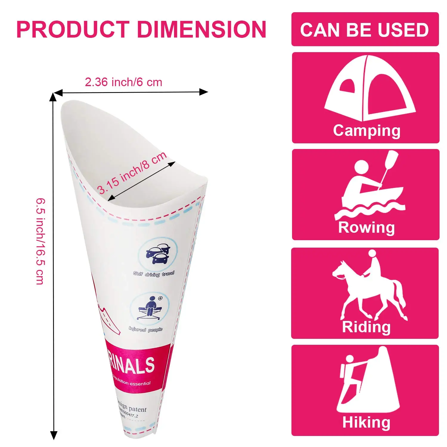Disposable Paper Urinal Female Urination Device Pee Urine Funnel for Women Standing Up Pee