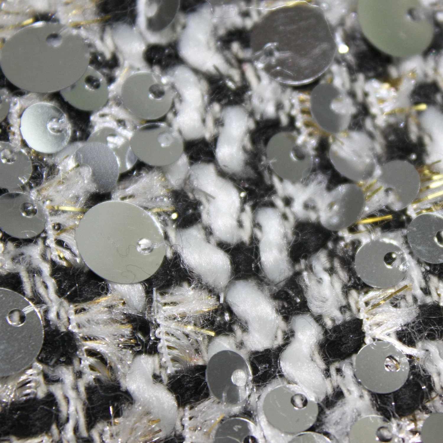 High-end France sequin fabric tweed boucle with glitter light weight tweed fabric tweed tartan bold check fabric for fashional