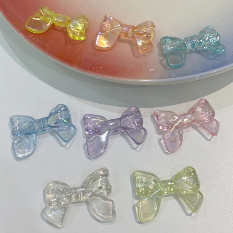 JC Crystal Wholesale 24*32mm transparent acrylic bow beads , Hot sales acrylic plastic loose bow beads for jewelry making