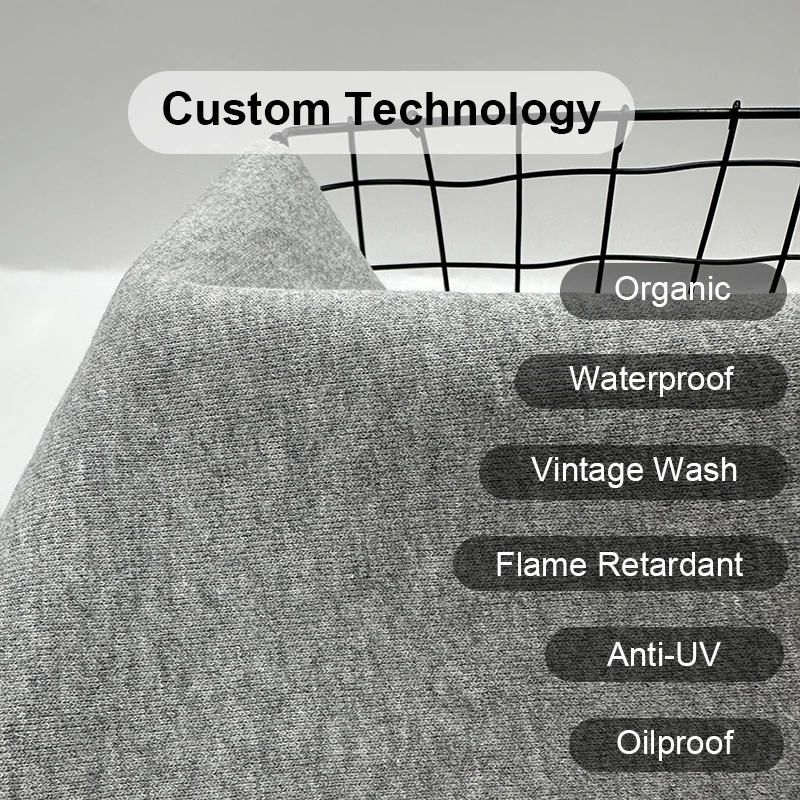 460 Gsm French Terry 100 Cotton Heavyweight Premium Hoodie Fabric One Side Brushed Fleece Terry Fabric Roll