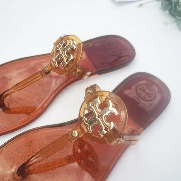 
2021 PVC Ladies Custom Beach Flat Tb Transparent Jelly Slippers Women Slides Sandal Clear Flip-flops Slippers 