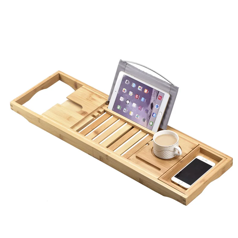 Manufacturer Wholesale Wooden Bamboo Bathroom Bathtub Bath Caddy Tray with Extendable Sides