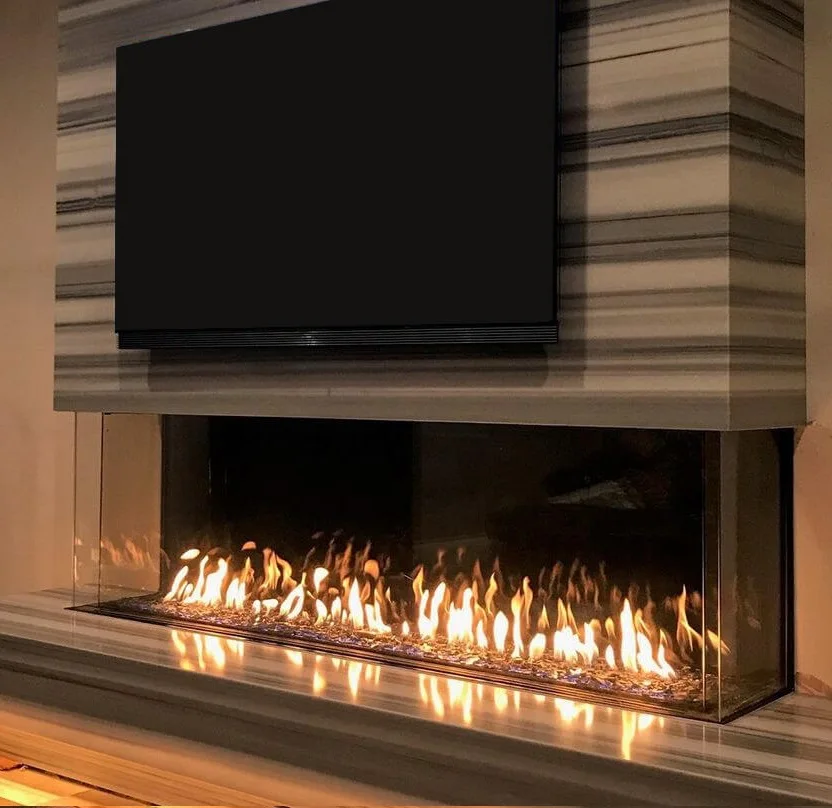 Inno-living Fire ventless fireplace 200cm black silver google alexa   ethanol fireplace burner