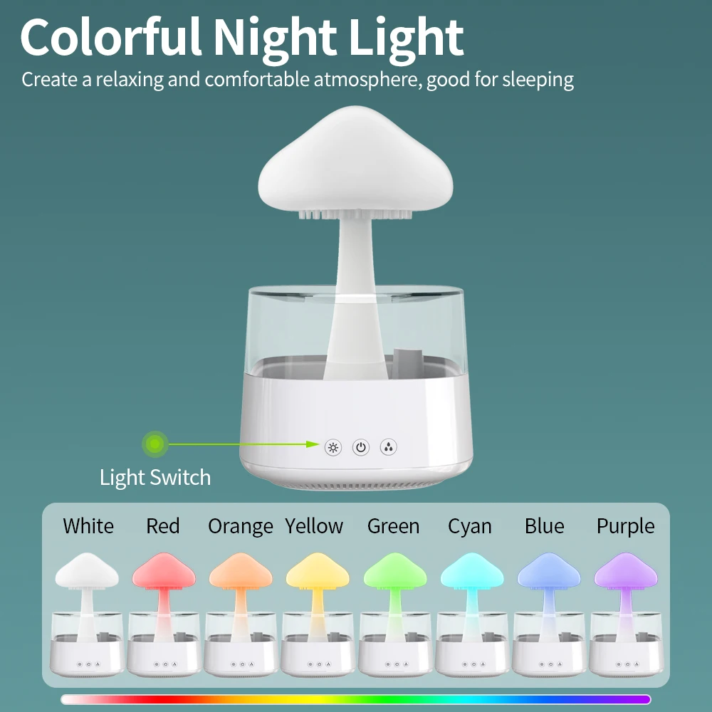 Rain 7 led light cute night light led atmosphere lamp table remote control essential oil (new) diffuser mist maker humidifier