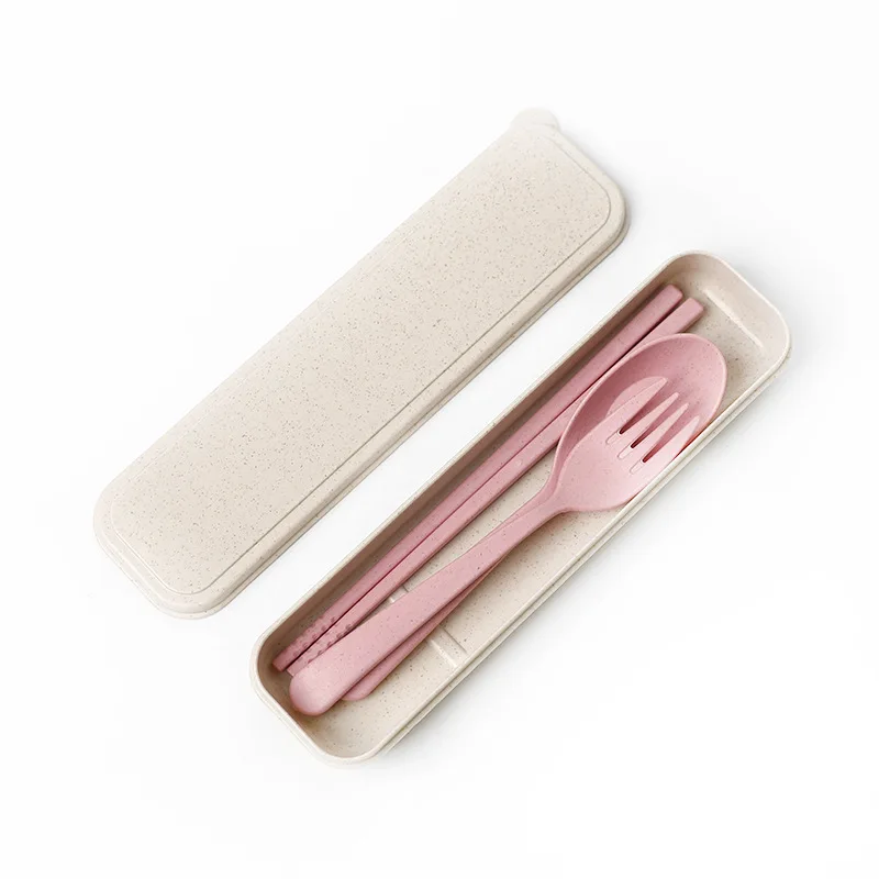 Healthy wheatstraw dinnerware set popular cutlery biodegradable tableware travel cutlery wheat straw cutlery for camping