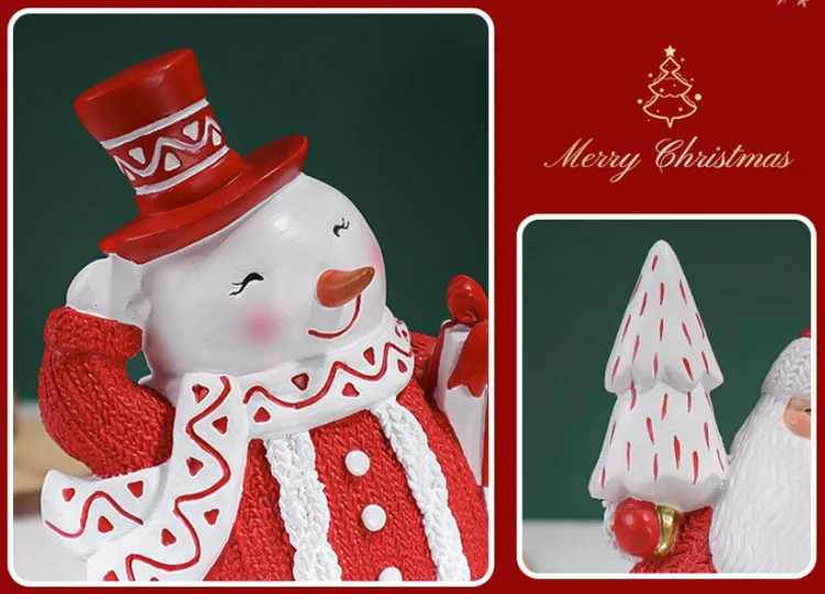 New Design Polyresin Twins Santa Claus Christmas Figurine For Decorations And Gifts