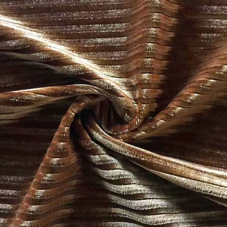 Вельветовая эластичная ткань с блестящими полосками для ткани жаккардовый 92% полиэстер 8% спандекс вязаный логотип на заказ Keqiao