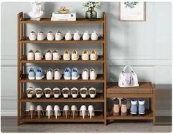 VIC All bamboo simple shoe rack home doorway storage rack new multi-layer storage door small shoe cabinet