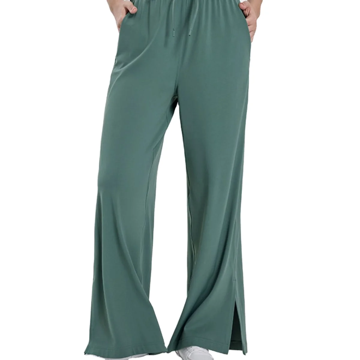 wholesale casual custom high quality stretchy Slit Wide Leg Active Pants