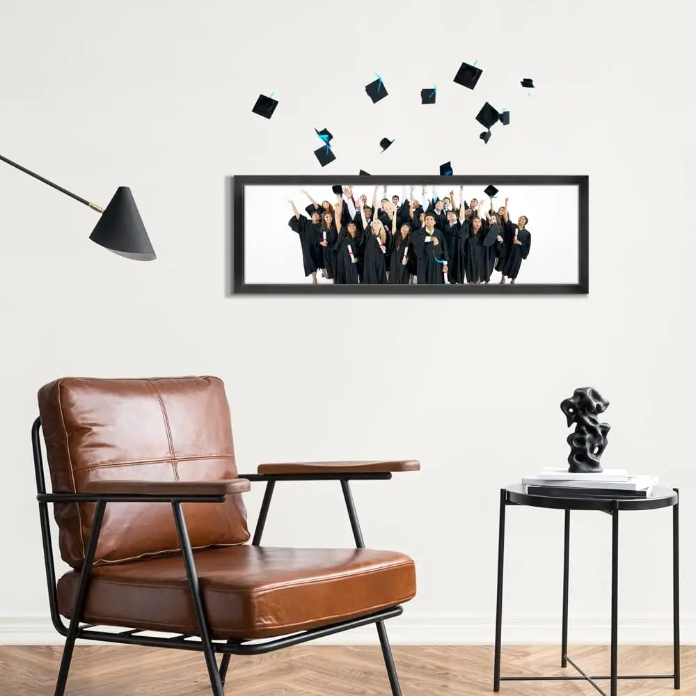 8*24 Picture Frame Black Wood Poster Frame Home Decoration Environment Friendly Modern Rectangle Black Photo Frame