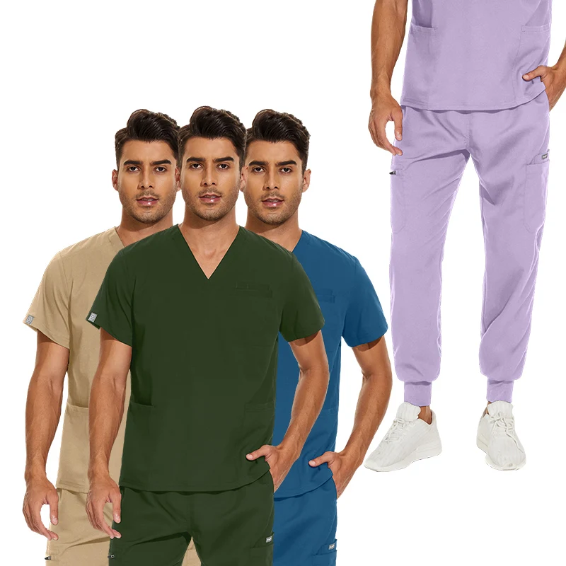 Excellent Quality Fashion Stretch Fabric Unisex Womens Men Khaki White Red Pink Blue Nurse Scrub Uniform Sets Spa Uniform