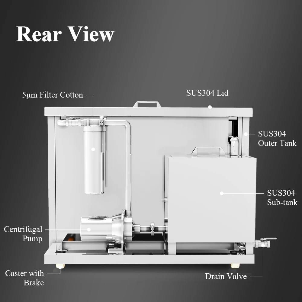 175L 25kHz 28kHz 40kHz 80kHz 120kHz Filter System Recycle Cleaner Optional Industrial Ultrasonic Cleaning Machine