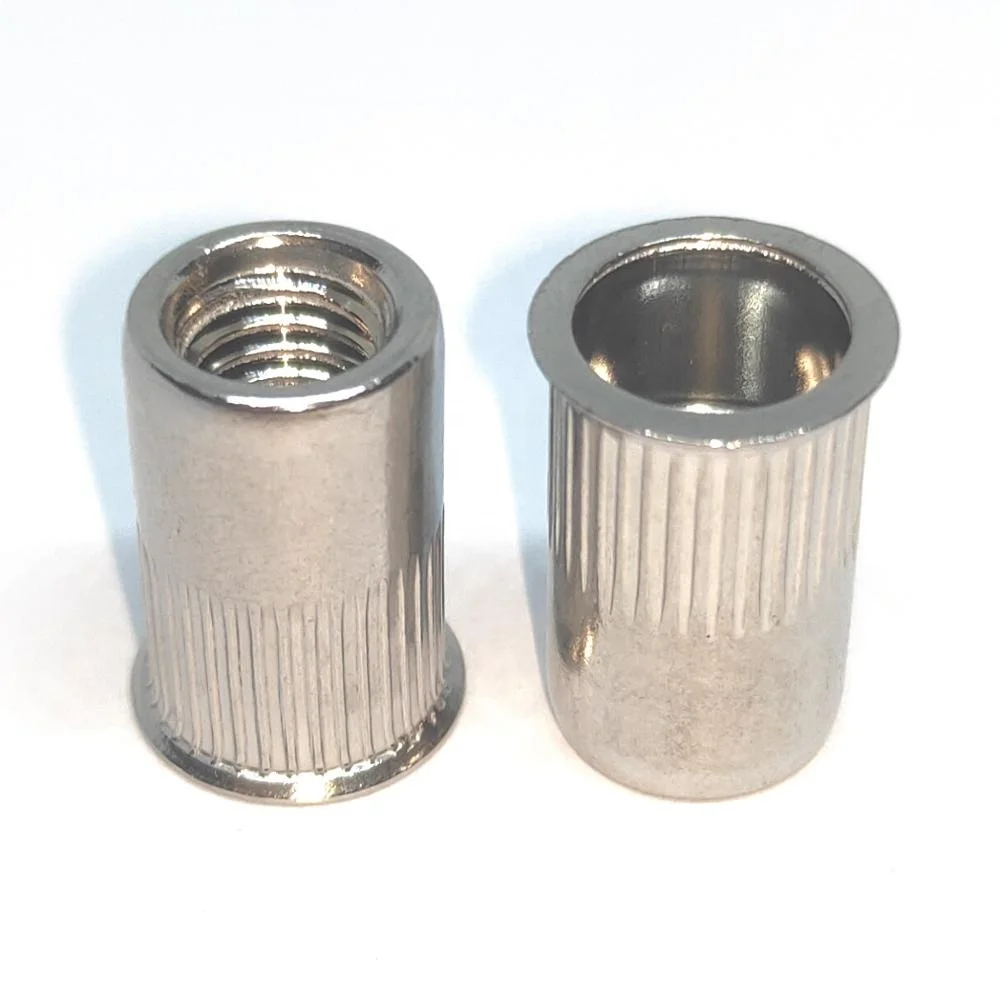 M6 Stainless Steel Insert Nut Reduced Small Head Round knurled Body Open End Through Hole Rivet Nut