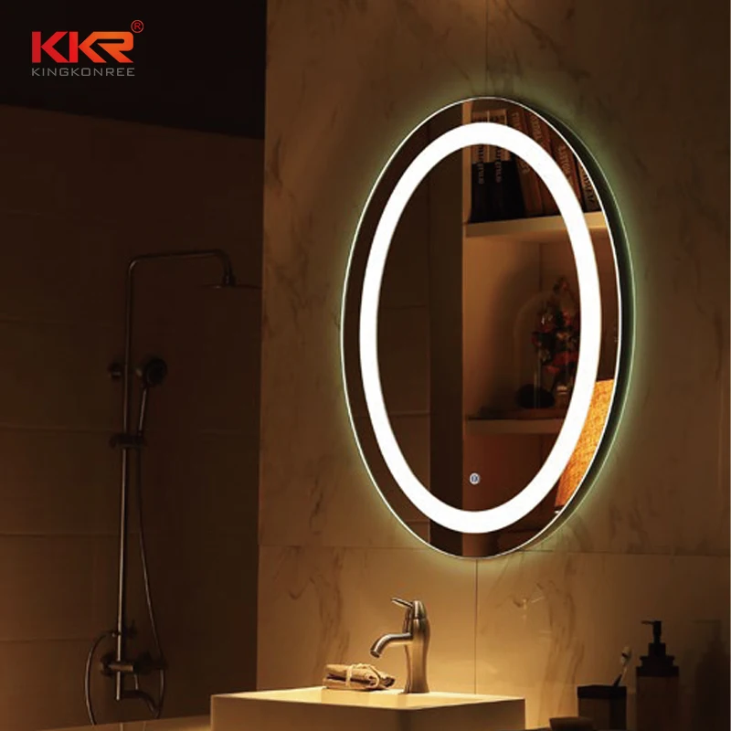 Wall Hanging Large Shower Mirror Adjustable Brightness Smart LED Bathroom Mirror with Touch Screen