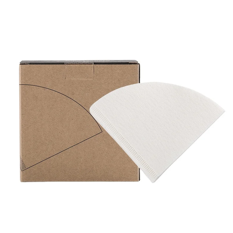 Coffee Filter Paper V60 Dripper Coffee Paper Wood Fiber Cone Shape High Quality Wholesale Amazon 100pcs in