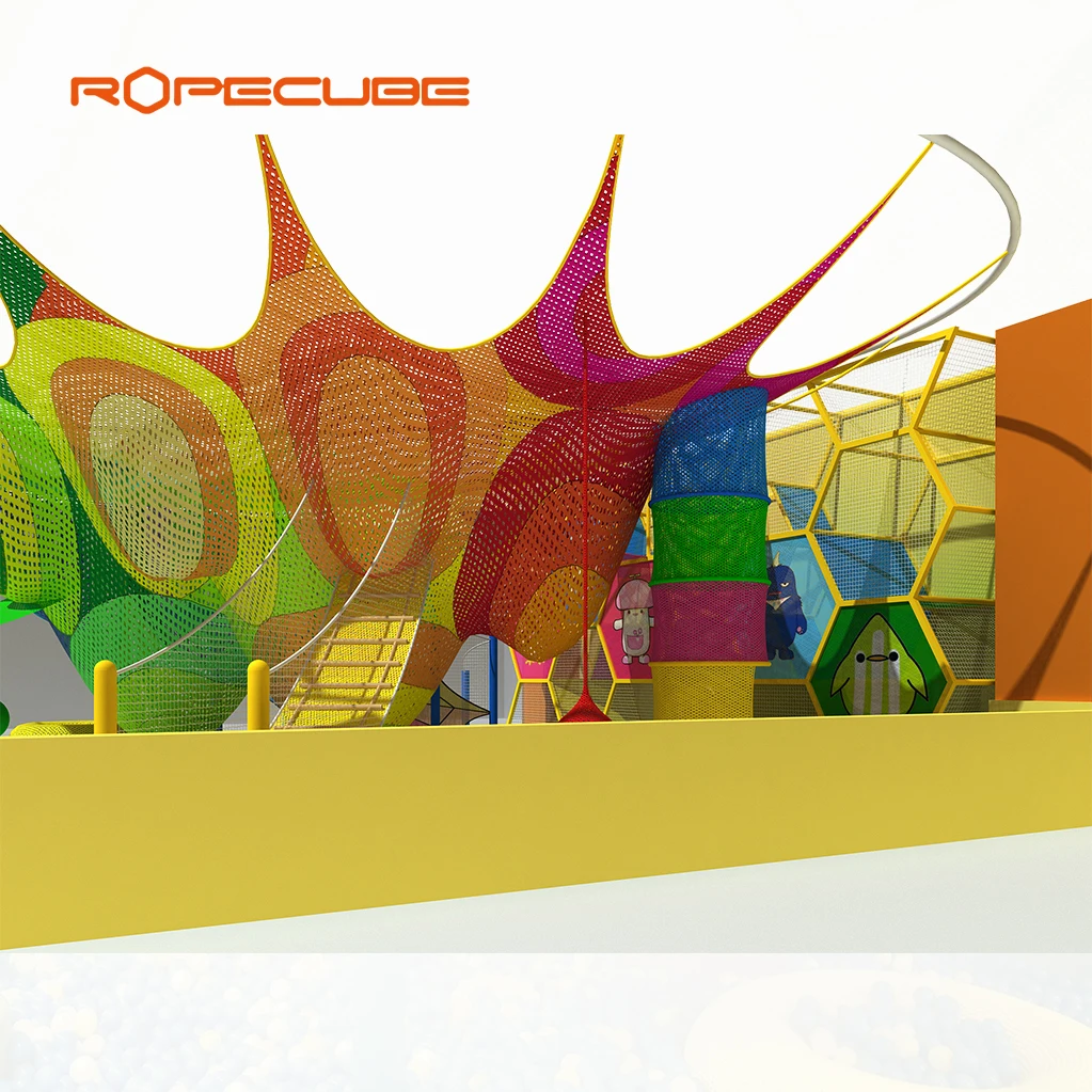 ROPECUBE Kids Colorful Indoor Playground Soft Play Rainbow Climbing Rope Net Equipment