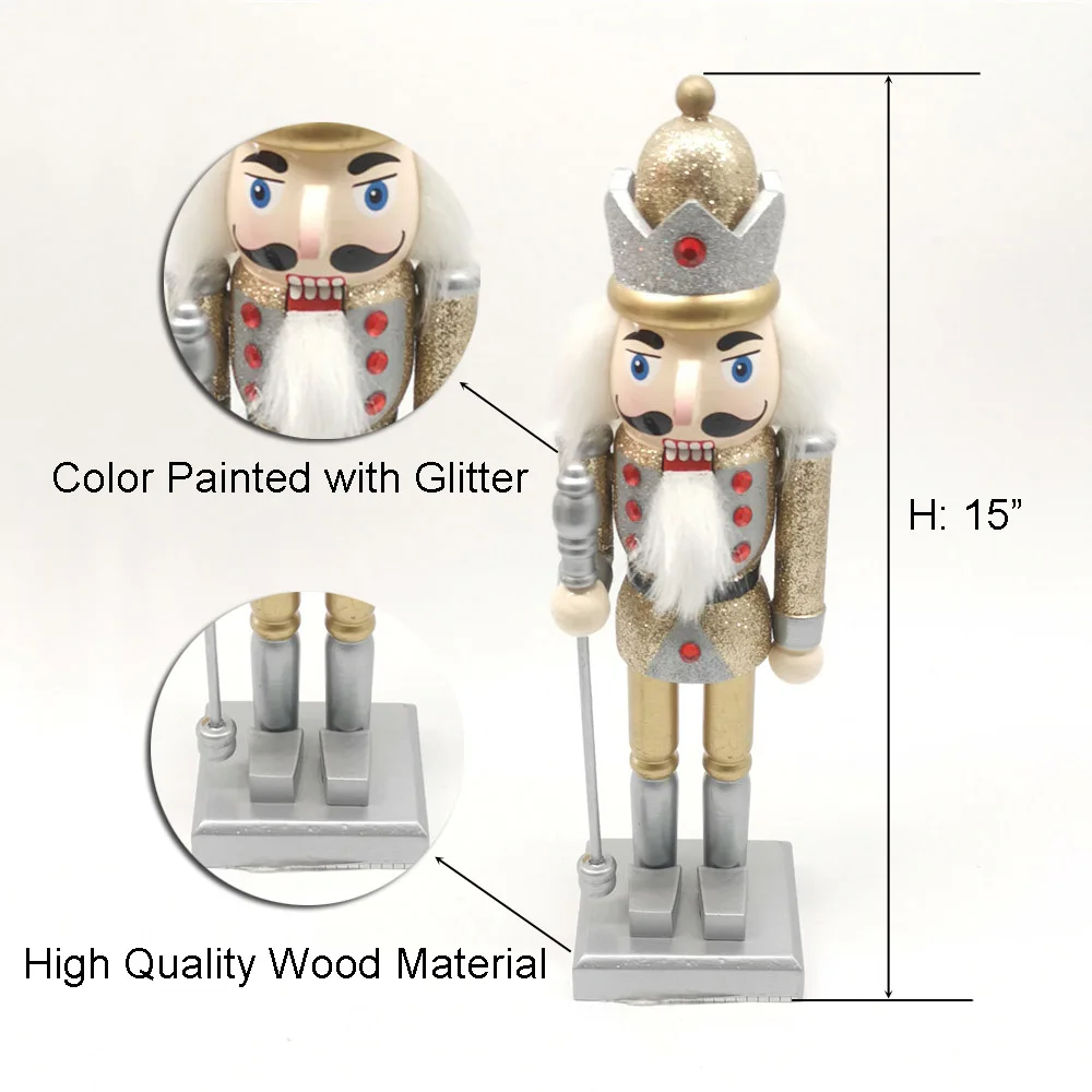 New Product 10 Inches Christmas Nutcracker Soldier Wooden Sliver Soldier Nutcracker For Christmas Decoration