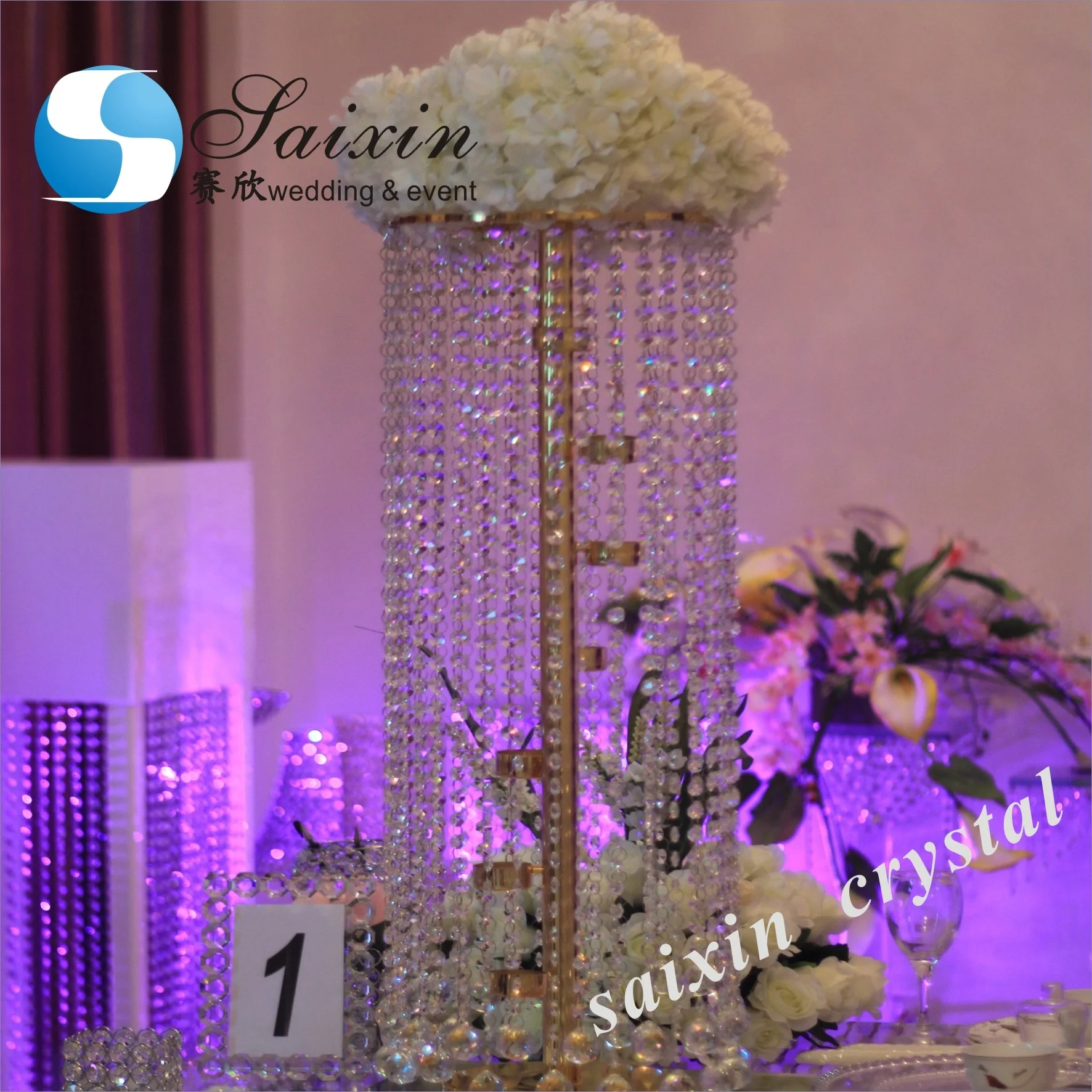 Hot sale wedding event decor led light crystal walkway pillar