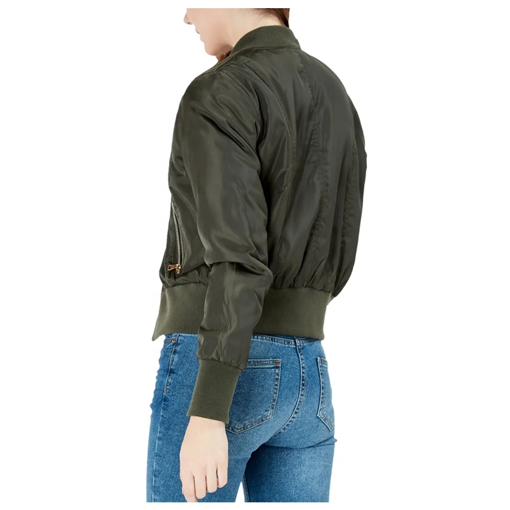 Women Fashion Oversized Bomber Jackets Coat With Pockets Front Zipper Vintage O-Neck Long Sleeves Female Outwears