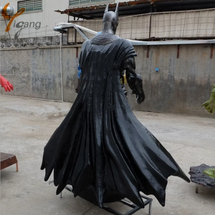 outdoor decoration life size movie superhero resin art cartoon figure fiberglass bat man statue sculpture for sale