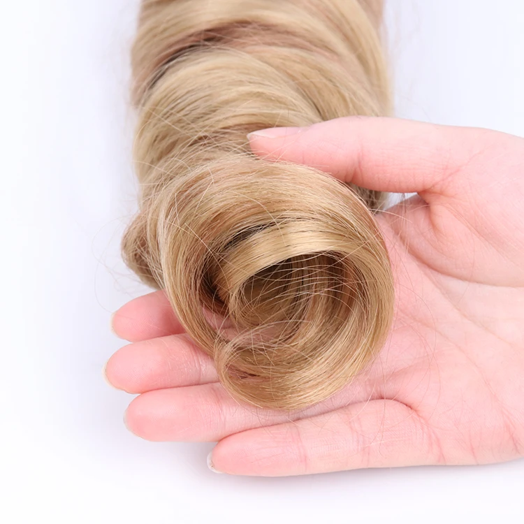 Julianna 150G French Curl Silky Extensions Bundles Loose Wavy Curls Ombre Synthetic Hair Loose Wave Curly Braiding Hair