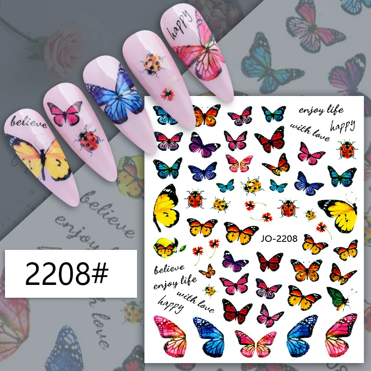 Новые 3D украшения для ногтей Роскошные Синие цветные бабочки наклейки для ногтей