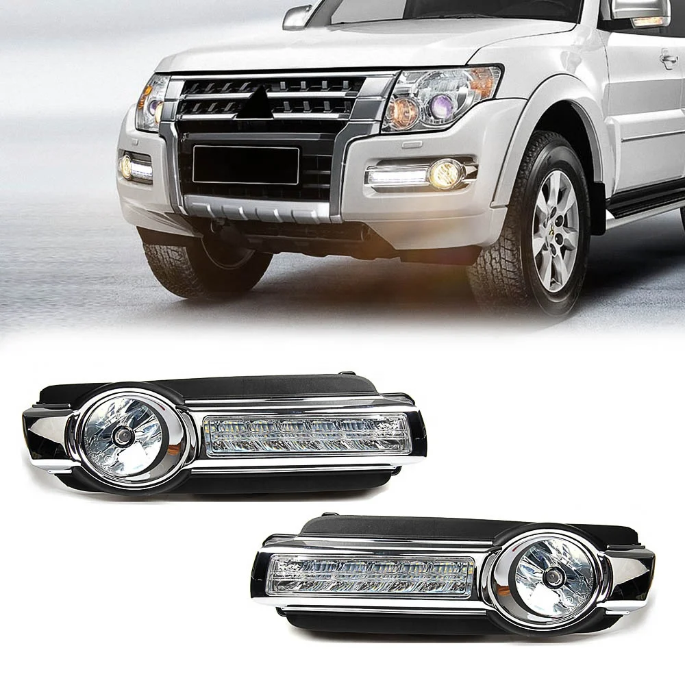 Front Bumper Driving Lamp Fog Light Daytime Running Lights DRL For Mitsubishi Pajero 2015 2016 2017 2018 2019 2020