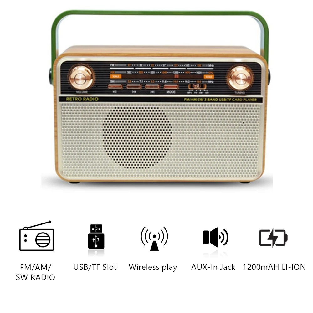 Новое поступление, MD-505BT FM/AM/SW USB TF Mini Home, перезаряжаемое ретро радио Dab
