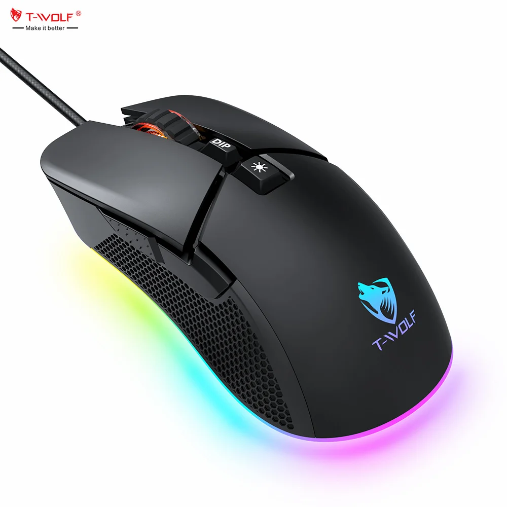 T-WOLF G590 Free cheap ergonomic magic rgb Mouse wired usb gaming mouse Glorious Mice for pc computer laptop